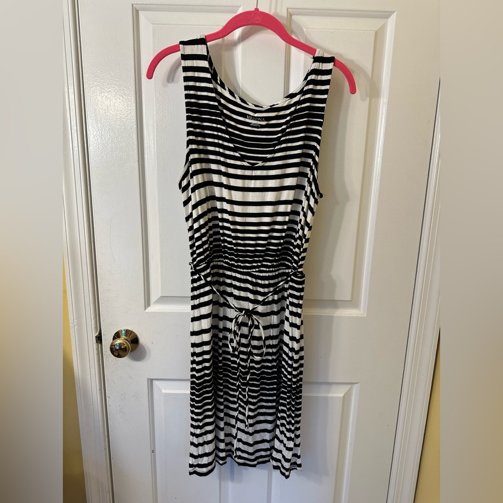 Merona Black and White Striped Midi Dress